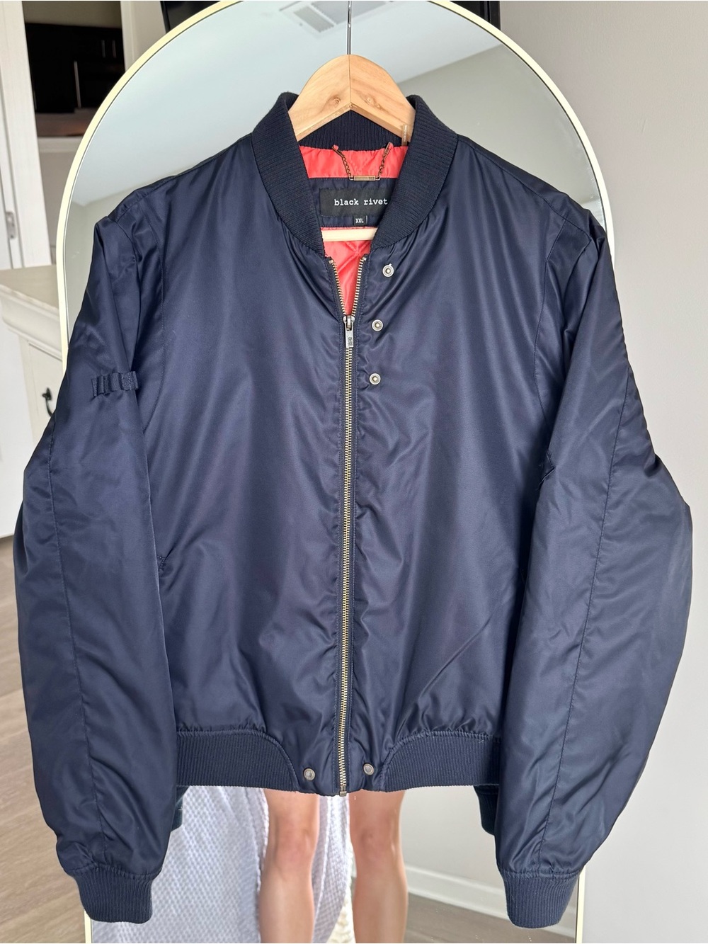 Black Rivet Men's Navy Bomber Jacket